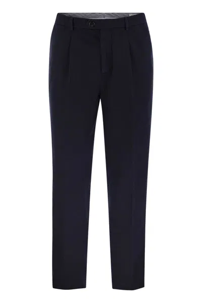 Brunello Cucinelli Leisure Fit Trousers In Garment-dyed Cotton Velvet With Darts In Black