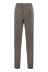Brunello Cucinelli Men Leisure Fit Trousers In Garment-dyed Cotton Velvet With Darts In Brown