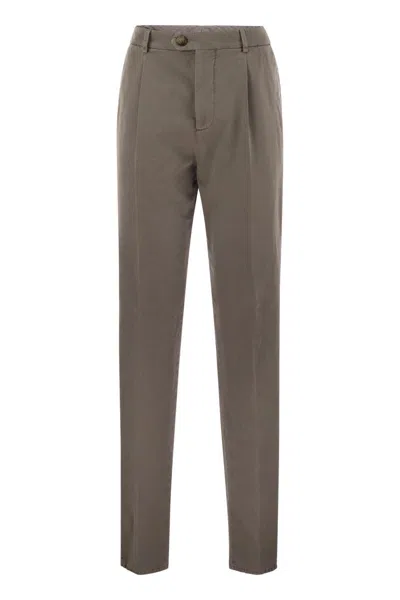 BRUNELLO CUCINELLI BRUNELLO CUCINELLI LEISURE FIT TROUSERS IN GARMENT-DYED COTTON VELVET WITH DARTS