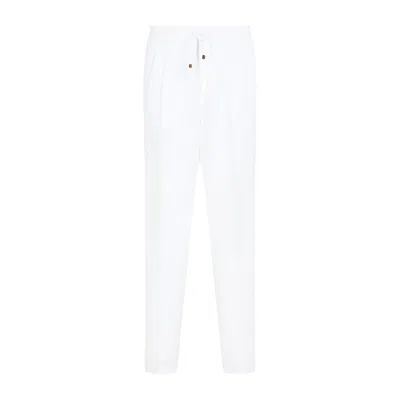 Brunello Cucinelli Men's Linen Blend Drawstring Trousers In White