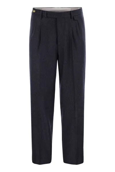 BRUNELLO CUCINELLI BRUNELLO CUCINELLI LEISURE FIT TROUSERS IN VIRGIN WOOL FLANNEL WITH DOUBLE DARTS