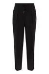 Brunello Cucinelli Men Leisure Fit Trousers In Garment-dyed Linen Gabardine With Drawstring And Doub