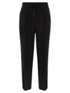 Brunello Cucinelli Men Leisure Fit Trousers In Garment-dyed Linen Gabardine With Drawstring And Doub In Black