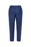 Brunello Cucinelli Silk-wool-cashmere Tapered Trousers In Indigo
