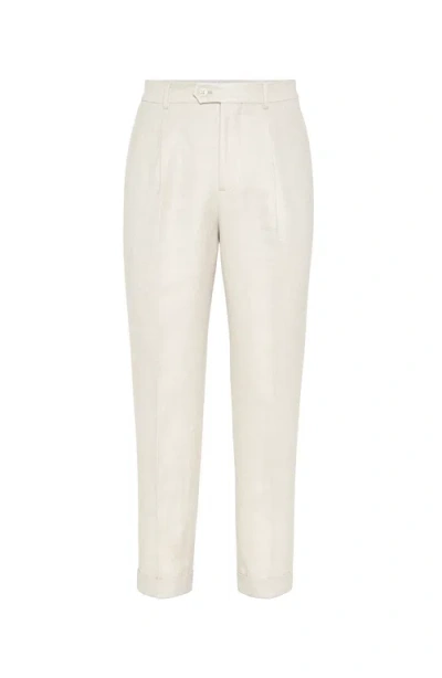 Brunello Cucinelli Leisure Fit Trousers In Off-white