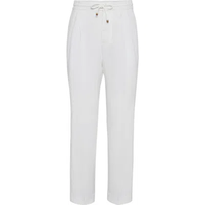 Brunello Cucinelli Leisure Fit Trousers With Drawstring In Blue