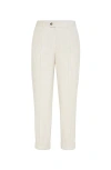 Brunello Cucinelli Tailored White Trousers With Concealed Fastening In Neutral