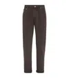 Brunello Cucinelli Men Brown Corduroy Italian Fit Trousers In Brown