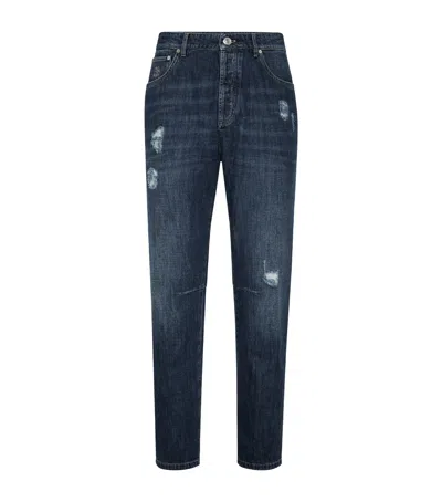 Brunello Cucinelli Leisure Ripped Jeans In Blue