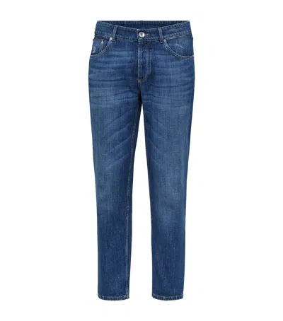 Brunello Cucinelli Leisure Ripped Straight-fit Jeans In Blue