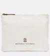 Brunello Cucinelli Leisure Small Canvas Clutch In Beige