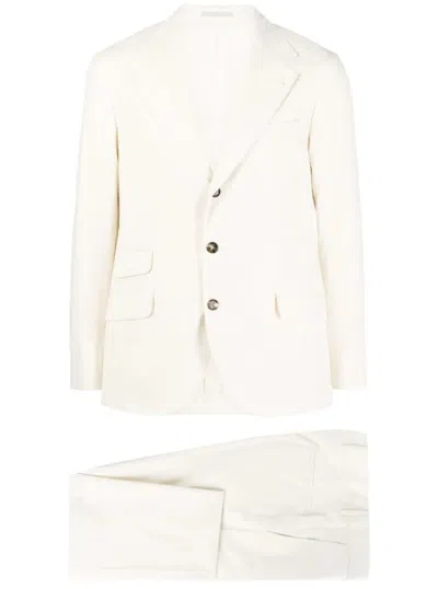 Brunello Cucinelli Leisure Suit With Cotton Blend And Tailored Fit In White