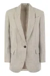 Brunello Cucinelli Intertwined Linen-blend Blazer In Grey