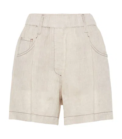 Brunello Cucinelli Women's Lessivé Linen Five Pocket Shorts In Beige