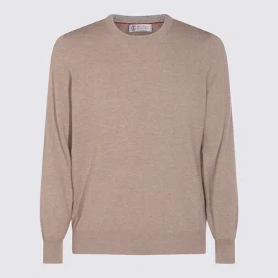 Brunello Cucinelli Light Beige Cashmere Knitwear In Brown