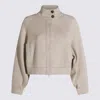 Brunello Cucinelli Cashmere Cardigan With High Collar And Pockets In Neutral