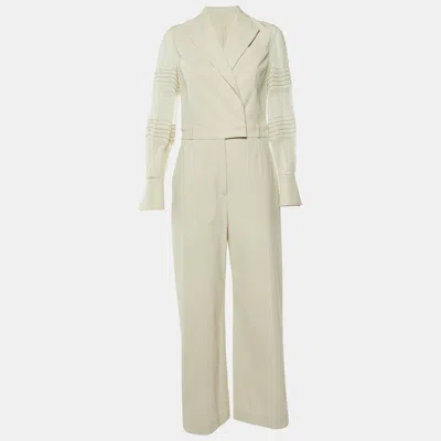 Pre-owned Brunello Cucinelli Light Beige Cotton Monili Detail Jumpsuit S