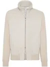 Brunello Cucinelli Light Beige Leather Bomber Jacket In Beige