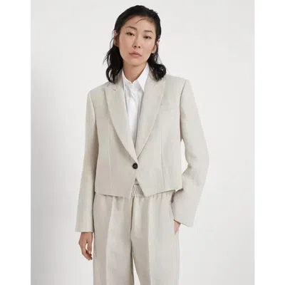 Brunello Cucinelli Light Beige Linen Blazer In Neutral