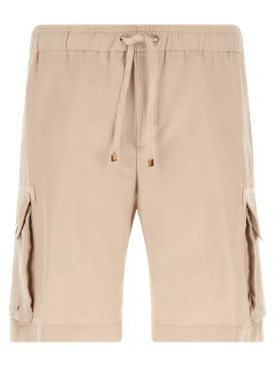 Brunello Cucinelli Cargo Pocket Canvas Bermuda Shorts In Neutral