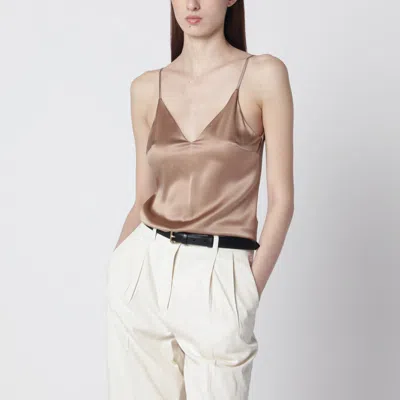 Brunello Cucinelli Light Beige Silk-blend Tank Top In Brown