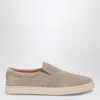 Brunello Cucinelli Light Beige Suede Slip-ons Men In Brown