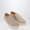 Brunello Cucinelli Light Beige Suede Slip-ons Men In Brown