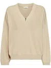 Brunello Cucinelli Light Beige Sweater With Ribbed Details In Neutral