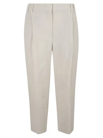 Brunello Cucinelli Light Beige Tailored Trousers In White