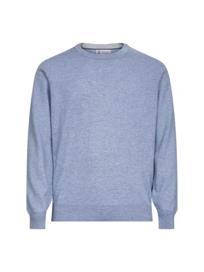 Brunello Cucinelli Light Blue Cashmere Crewneck Sweater
