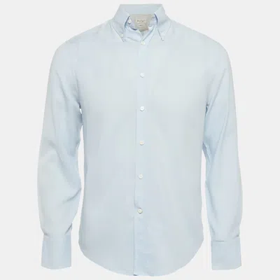 Pre-owned Brunello Cucinelli Light Blue Cotton Slim Fit Shirt S