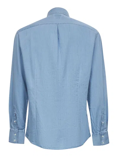 Brunello Cucinelli Light Blue Denim Slim Fit Shirt