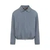 Brunello Cucinelli Suede Jacket Collared Design Elasticated Hem Pockets In Gray