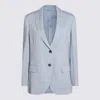 Brunello Cucinelli Tailored Jacket With Back Vent And Front Pockets In Clear Blue