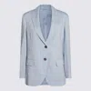 Brunello Cucinelli Tailored Jacket With Back Vent And Front Pockets In Clear Blue