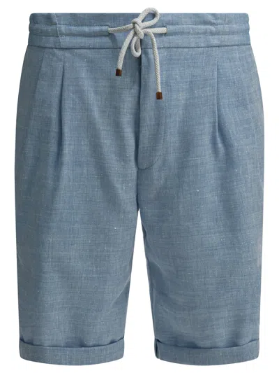 Brunello Cucinelli Light Blue Linen Shorts