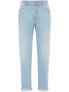 Brunello Cucinelli Lightweight Denim Trousers In Sky Blue