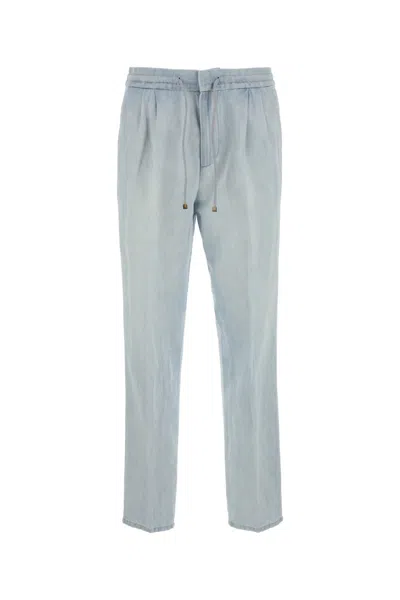 Brunello Cucinelli Light Blue Narrow Fit Pants