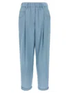 Brunello Cucinelli Pleat Pants With Front Pincers In Light Blue