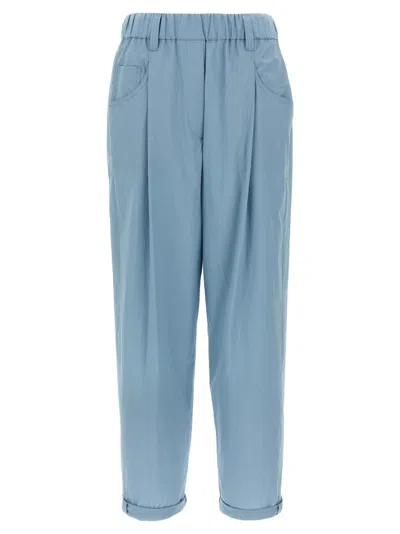 BRUNELLO CUCINELLI LIGHT BLUE PLEAT PANTS
