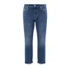 Brunello Cucinelli Light Blue Straight Leg Denim Jeans With Rolled Hem In Black