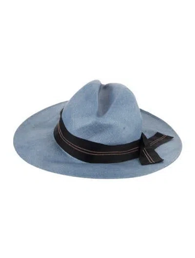 Pre-owned Brunello Cucinelli Light Blue Straw Panama Hat