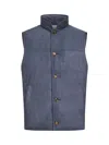 Brunello Cucinelli Light Blue Suede Sleeveless Down Jacket In Blue