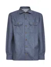 Brunello Cucinelli Men Virgin Wool Flannel Overshirt In Blue