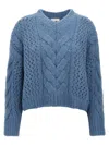 Brunello Cucinelli Alpaca-wool Irish Cable Knit V-neck Sweater In Light Blue