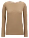 Brunello Cucinelli Shimmery Round Neck Knit Top In Light Brown