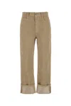 Brunello Cucinelli Dyed Finish Trousers With Pockets And Cuffs