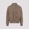 Brunello Cucinelli Leather Bomber Jacket Men In Light Brown
