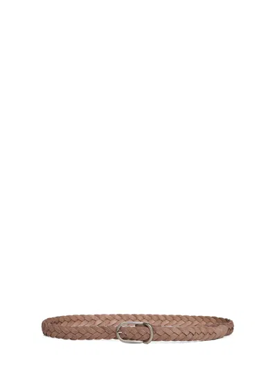 Brunello Cucinelli Light Brown Suede Woven Belt