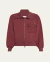 Brunello Cucinelli Collared Neck Sweatshirt With Shiny Flap Detail In Red
